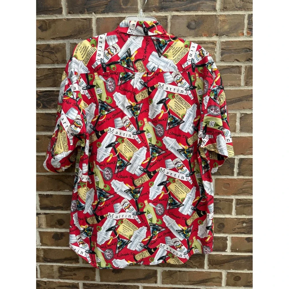 Johnny Cotton Mens Martini Shaken Not Stirred Novelty Shirt Red Med Made in USA - Picture 3 of 3